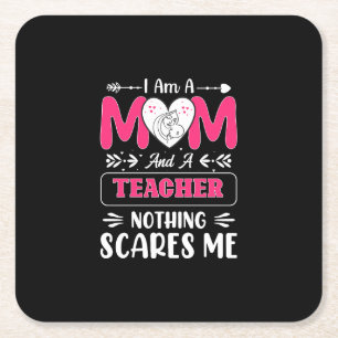 Funny Teacher Mama, Lehrerin Mama Funny Rechteckiger Pappuntersetzer