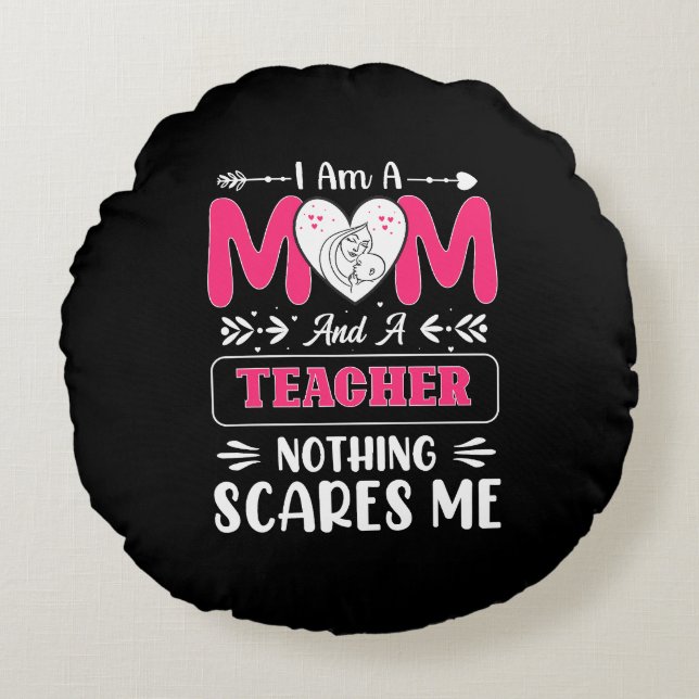 Funny Teacher Mama, Lehrerin Mama Funny Rundes Kissen (Vorderseite)