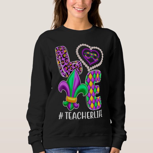 Funny Teacher Mardi Gras Family Matching Outfit_1 Sweatshirt (Vorderseite)