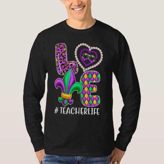 Funny Teacher Mardi Gras Family Matching Outfit_1 T-Shirt (Vorderseite)