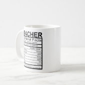 Funny Teacher Nutritional Facts Kaffeetasse (Vorderseite Links)