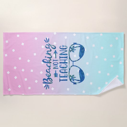 Funny Teacher Pastel Blue Pink Ombre Wasserfarbe Strandtuch (Vorderseite)
