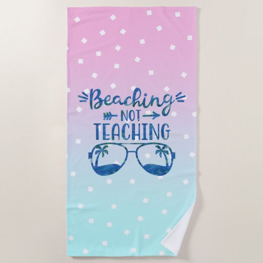 Funny Teacher Pastel Blue Pink Ombre Wasserfarbe Strandtuch (Vorderseite)