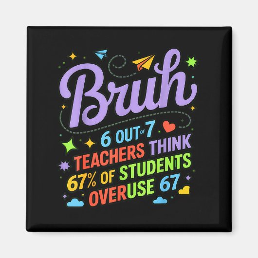Funny Teacher Quote Bruh 6 Out Of 7 Teachers Think Magnet (Vorne)
