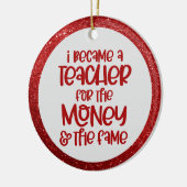 Funny Teacher Sprichwort Roter Glitzer Baum Dekora Keramik Ornament (Links)