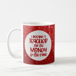 Funny Teacher Sprichwort Roter Glitzer Sparkle Spa Kaffeetasse