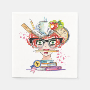 Funny Teacher Wertschätzung Lady Hearts  Serviette