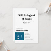 Funny Teal Blue Housewarming Celebration Karte (Vorderseite/Rückseite Beispiel)