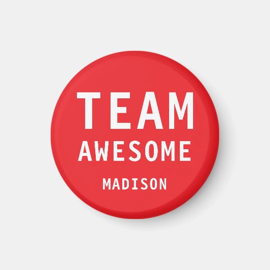 Funny Team Awesome Bright Red Personalized Name Magnet (Vorne)
