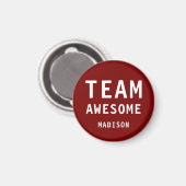 Funny Team Awesome Deep Red Personalized Name Magnet (Vorderseite/Rückseite)