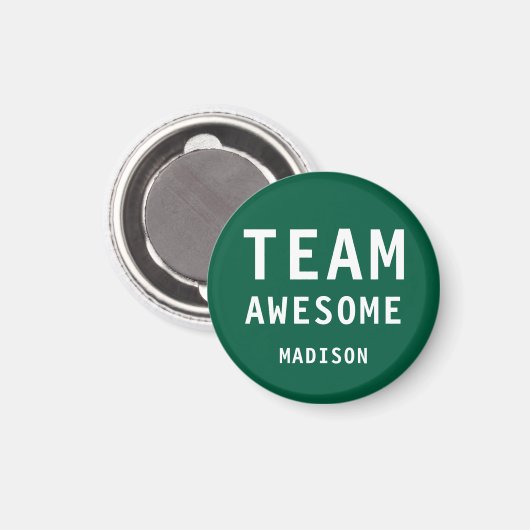 Funny Team Awesome Green Personalized Name Magnet (Vorderseite/Rückseite)