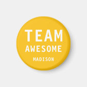 Funny Team Awesome Yellow Orange Personalized Name Magnet (Vorne)