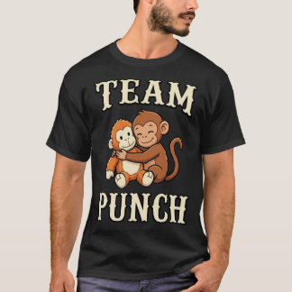 Funny Team Punch Cute Monkey Hugging Meme T-Shirt