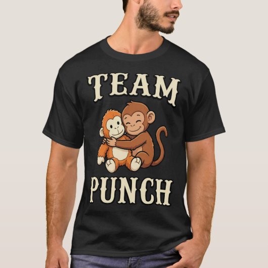 Funny Team Punch Cute Monkey Hugging Meme T-Shirt (Vorderseite)