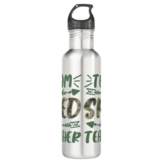 Funny Team Spacher Camouflage Lehrer Lehrer zurück Edelstahlflasche (Vorderseite)
