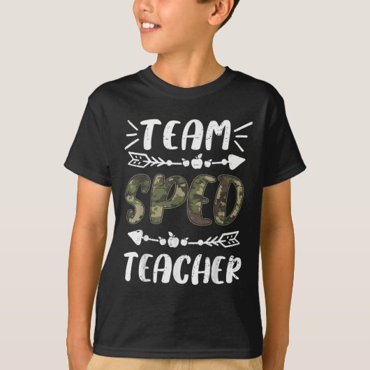 Funny Team Sped Teacher Camo Teacher Student Back  T-Shirt (Vorderseite)