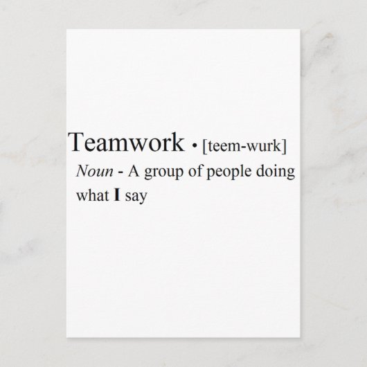 Funny Teamwork Produkte Postkarte (Vorderseite)