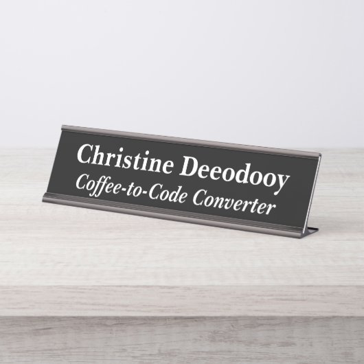 Funny Tech Coffee-to-Code Converter Black Schreibtischnamensplakette (Vorderseite )