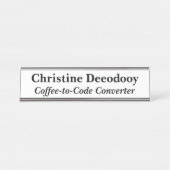 Funny Tech Coffee-to-Code Converter White Schreibtischnamensplakette (Vorderseite )