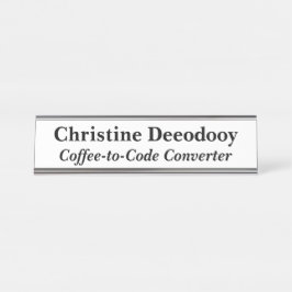 Funny Tech Coffee-to-Code Converter White Schreibtischnamensplakette