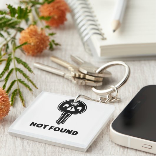 Funny Tech Schlüsselanhänger - Design "404 Key Not (Vorderseite rechts)