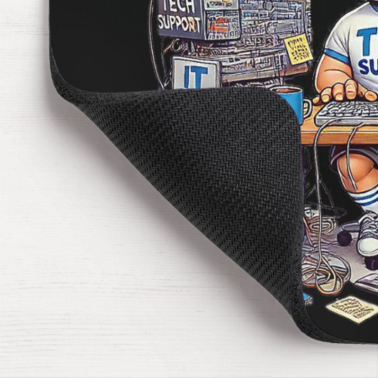 Funny Tech Support Cartoon Mousepad (Ecke)