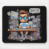 Funny Tech Support Cartoon Mousepad (Vorne)