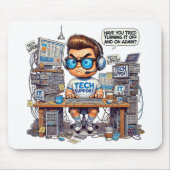Funny Tech Support Cartoon Mousepad (Vorne)
