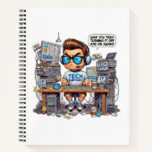 Funny Tech Support Cartoon Notizblock (Vorderseite)