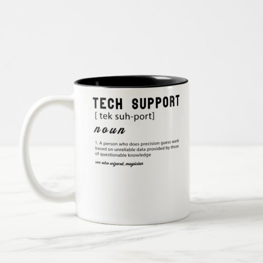 Funny Tech Support Definition T - Shirt Zweifarbige Tasse (Links)
