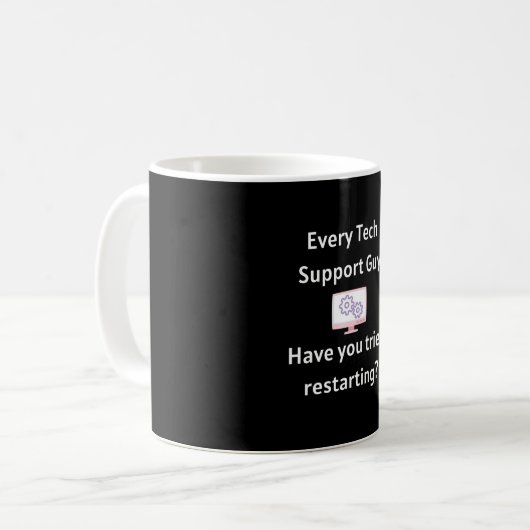 Funny Tech Support Line Kaffeetasse (Vorderseite Links)