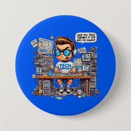 Funny Tech Support Teppich Shirt Cartoon Button
