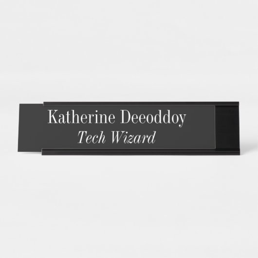 Funny Tech Wizard Black Schreibtischnamensplakette (Vorderseite )