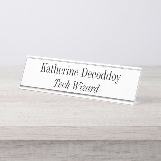 Funny Tech Wizard White Schreibtischnamensplakette (Vorderseite )