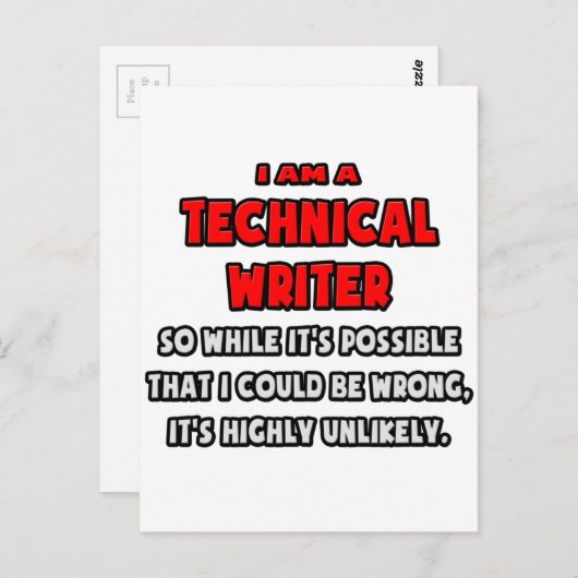 Funny Technical Writer .. Sehr unwahrscheinlich Postkarte (Vorne/Hinten)