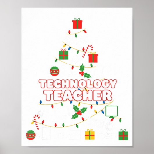 Funny Technology Teacher Christmas Tree Lights Wom Poster (Vorne)