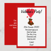 Funny Teddy Bären Valentins Party Einladung (Vorne/Hinten)