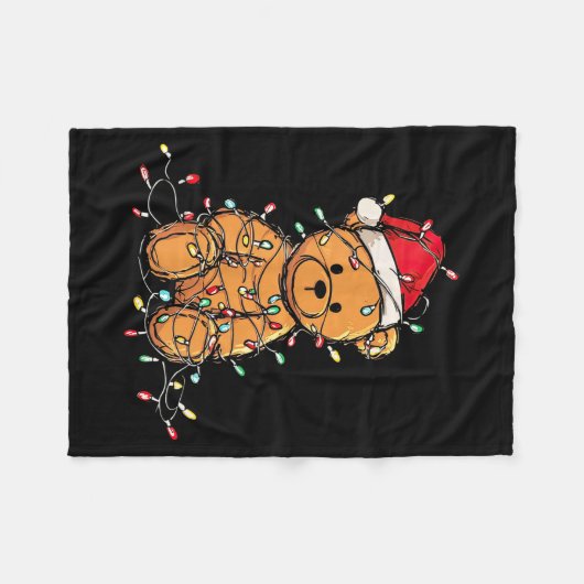 Funny Teddy Bear Christmas Graphics Lights Lover  Fleecedecke (Vorderseite (Horizontal))