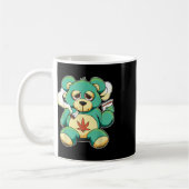 Funny Teddy Bear Pot Leaf Weed Smokin Kaffeetasse (Links)