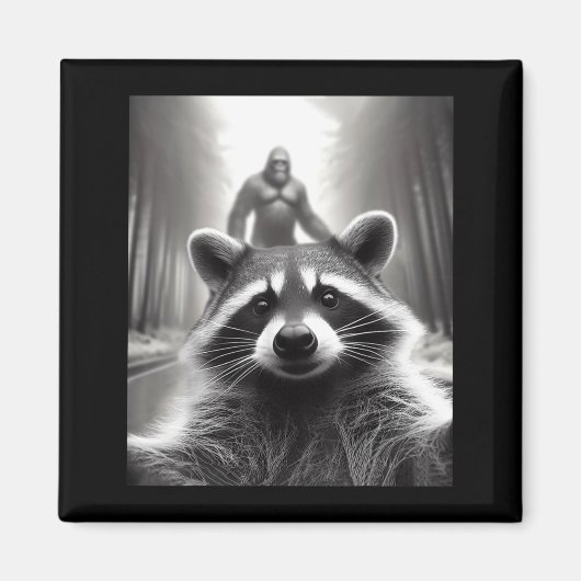 Funny Tee Ed Raccoon Selfie Bigfoot Gift Mens Wome Magnet (Vorne)