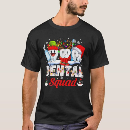 Funny Teeth Santa Reindeer Christmas Dental Squad T-Shirt (Vorderseite)