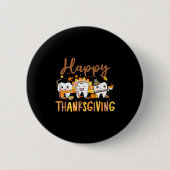 Funny Teeth Thanksgiving Dentist Turkey Dental Squ Button (Vorderseite)