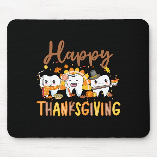 Funny Teeth Thanksgiving Dentist Turkey Dental Squ Mousepad (Vorne)