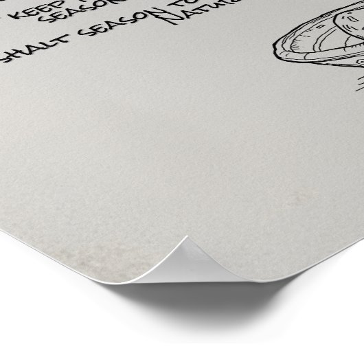 Funny Ten Commandments of Spice Kitchen Wall Art Poster (Ecke)