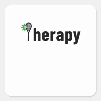 Funny Tennis Apparel Therapy T - Shirt Quadratischer Aufkleber