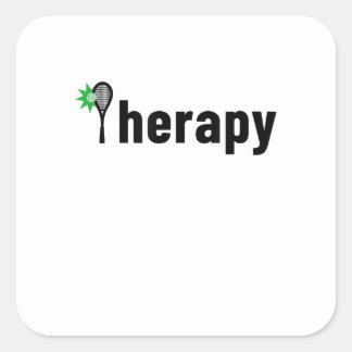 Funny Tennis Apparel Therapy T - Shirt Quadratischer Aufkleber