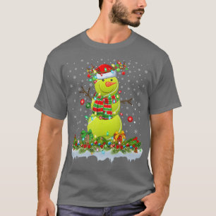 Funny Tennis Ball Snowman Xmas Lights Tennis Chris T-Shirt