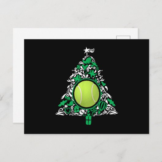 Funny Tennis Ball Weihnachtsbaumdekoration Weihnac Ankündigungspostkarte (Vorne/Hinten)