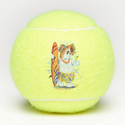 Funny Tennis Balls Snowman Surfer Tennisbälle (Vorderseite)