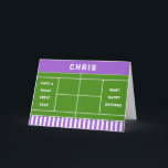 Funny Tennis Birthday Karte<br><div class="desc">Tennis-Geburtstagskarte mit Tennisplatz und lustigen Sportpisten. Zum Personalisieren bearbeiten Sie Text, um Namen hinzuzufügen.</div>